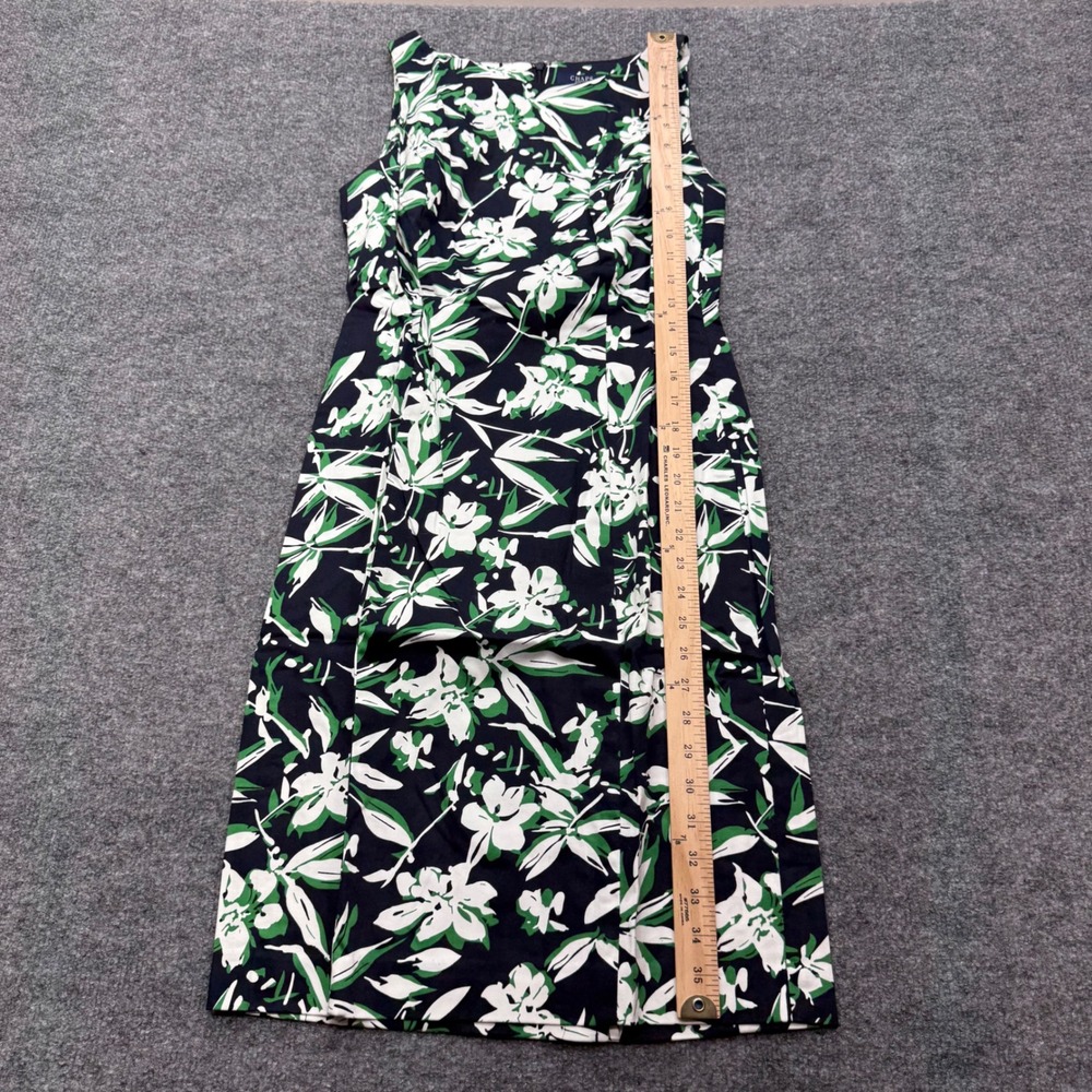 Chaps Womens Navy Green Floral Sleeveless‎ Boat Neck Sheath Dress Size 6 - Picture 2 of 8